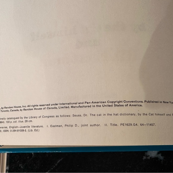 1stEdition/Collector 1964 Dr Seuss”The Cat in the Hat “Beginner Book,Dictionary” - Picture 4 of 8